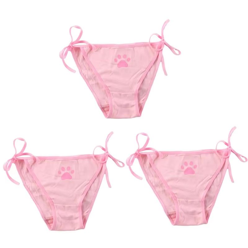 Womens Cotton Bandage Panties Cute Cat Paw Bowknot Briefs Lovely Lolita Ladies Underwear 123 Pcs 15