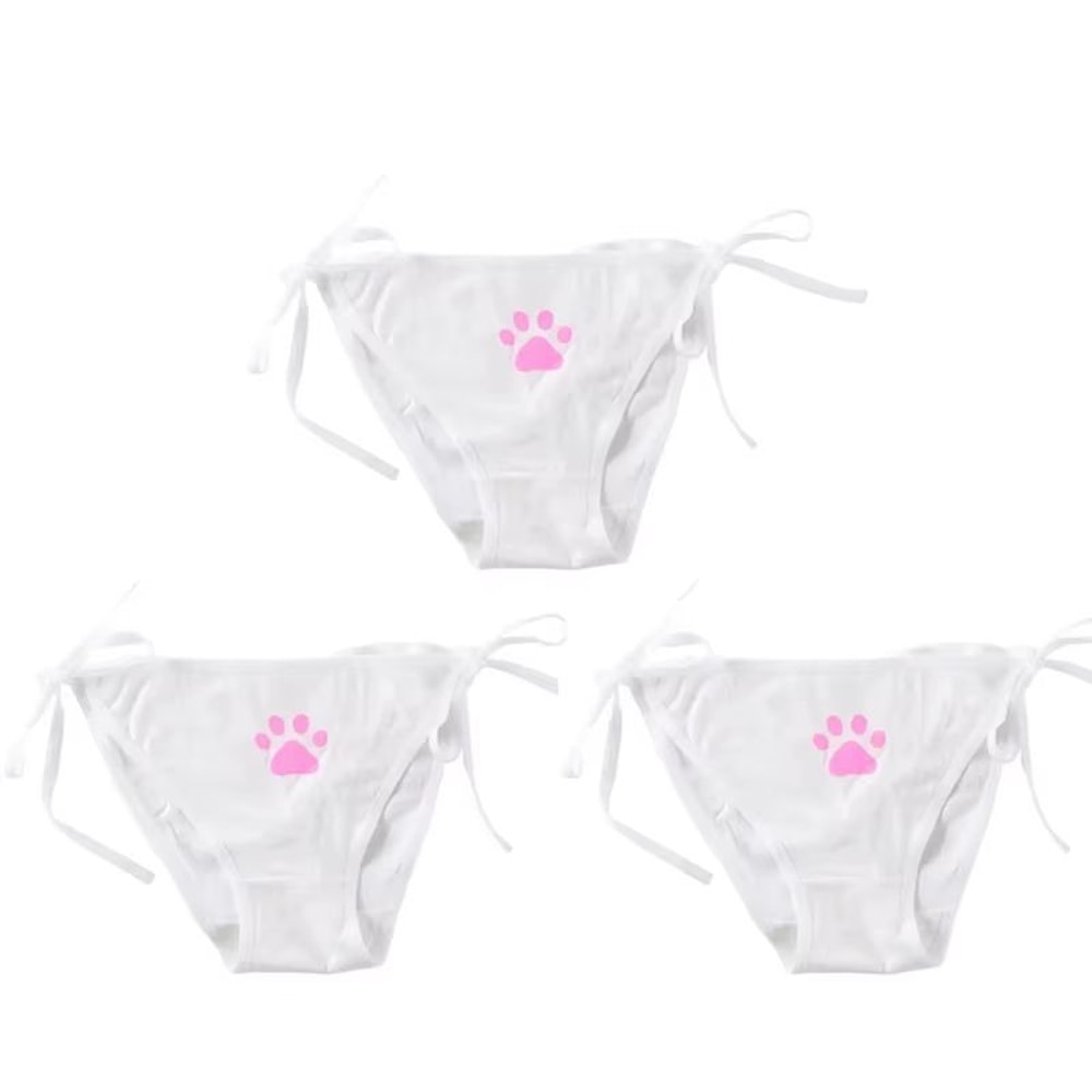 Womens Cotton Bandage Panties Cute Cat Paw Bowknot Briefs Lovely Lolita Ladies Underwear 123 Pcs 17