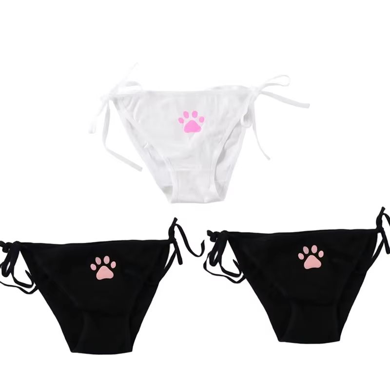 Womens Cotton Bandage Panties Cute Cat Paw Bowknot Briefs Lovely Lolita Ladies Underwear 123 Pcs 19