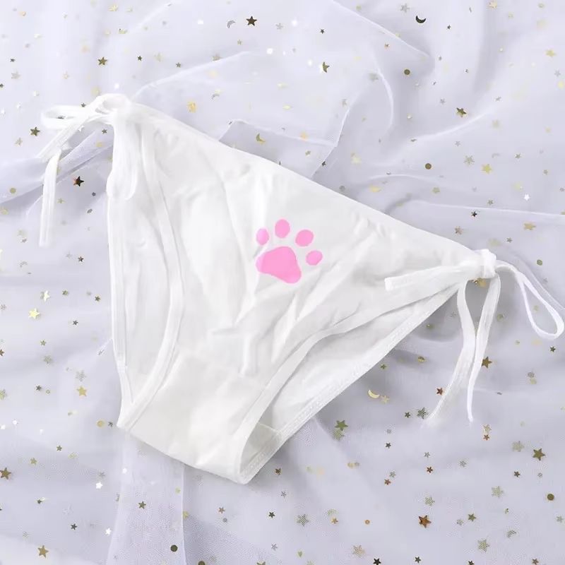Womens Cotton Bandage Panties Cute Cat Paw Bowknot Briefs Lovely Lolita Ladies Underwear 123 Pcs 5
