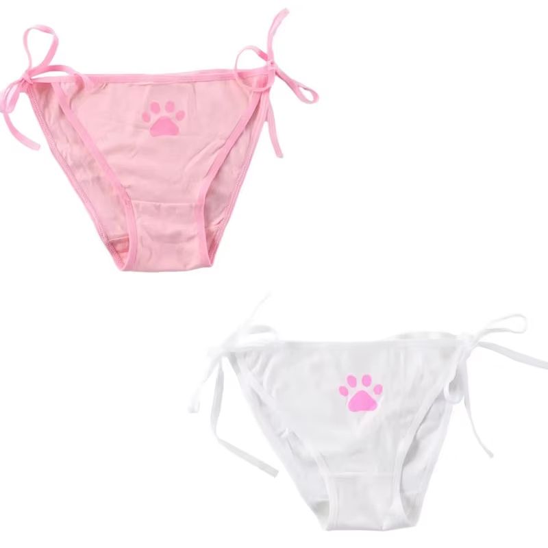 Womens Cotton Bandage Panties Cute Cat Paw Bowknot Briefs Lovely Lolita Ladies Underwear 123 Pcs 6