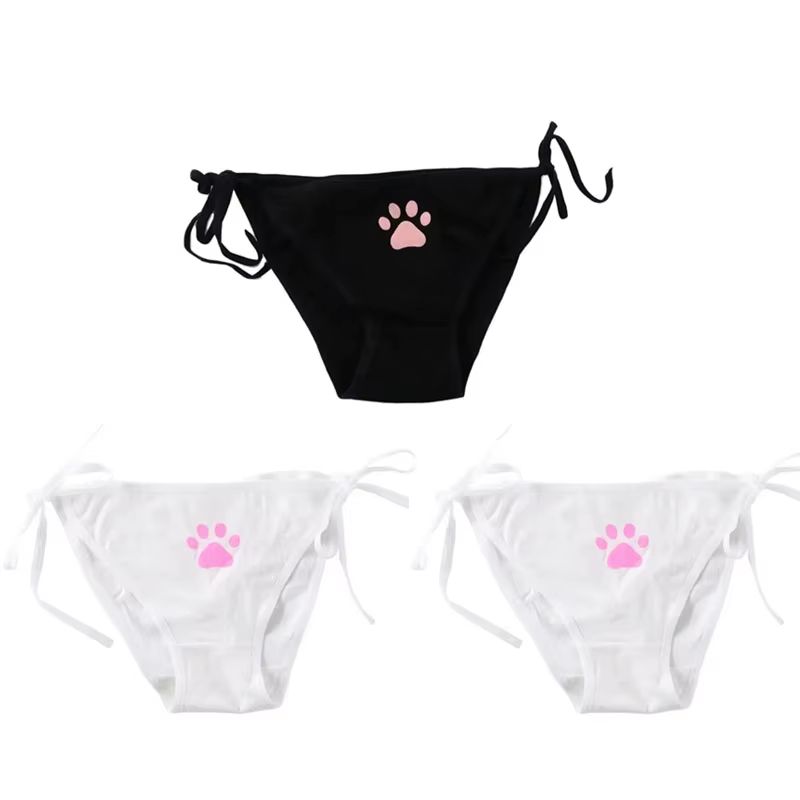 Womens Cotton Bandage Panties Cute Cat Paw Bowknot Briefs Lovely Lolita Ladies Underwear 123 Pcs 20