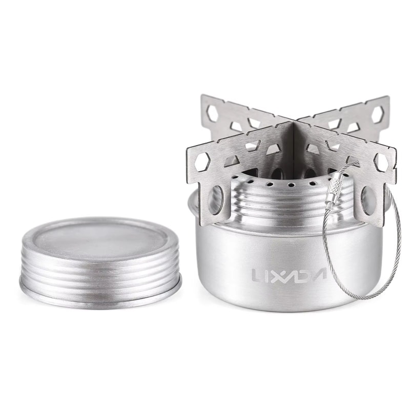 Portable Mini Aluminum Alloy Alcohol Stove With Lid Outdoor Camping Hiking Backpacking Cooking St 1