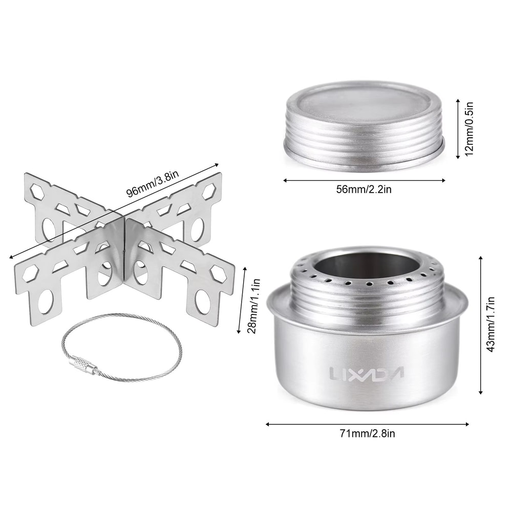 Portable Mini Aluminum Alloy Alcohol Stove With Lid Outdoor Camping Hiking Backpacking Cooking St 4