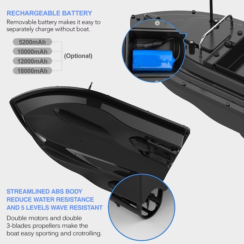 RC GPS Fishing Bait Boat Remote Controlled Surf And Lake Fishing Boat With Large Bait Container 43 3