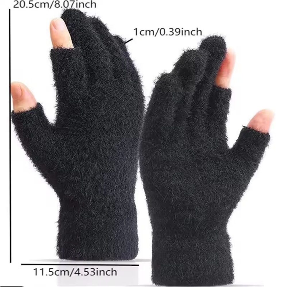 Winter Warmth Fingerless Mink Fur Knitted Touch Screen Gloves For Men And Women 4