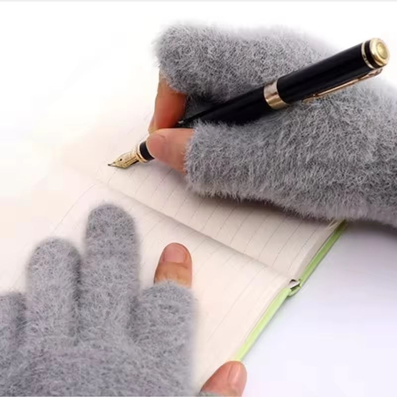 Winter Warmth Fingerless Mink Fur Knitted Touch Screen Gloves For Men And Women 5