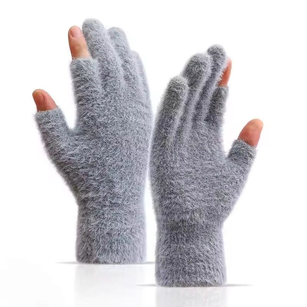 Winter Warmth Fingerless Mink Fur Knitted Touch Screen Gloves For Men And Women 6