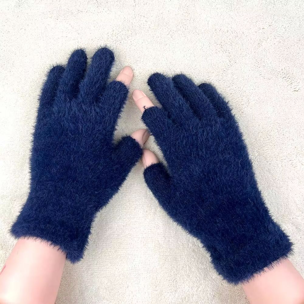 Winter Warmth Fingerless Mink Fur Knitted Touch Screen Gloves For Men And Women 7