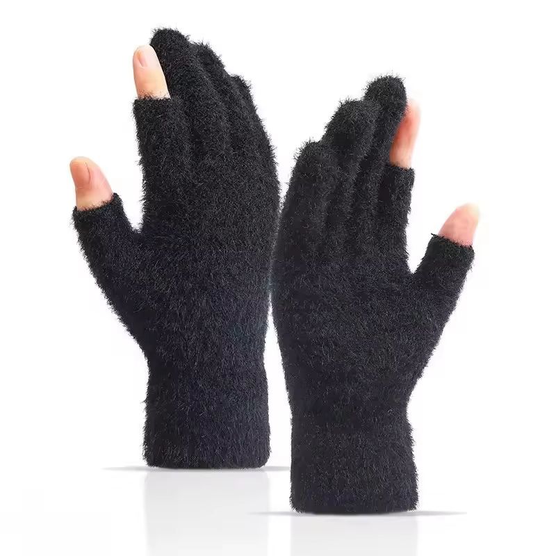 Winter Warmth Fingerless Mink Fur Knitted Touch Screen Gloves For Men And Women 9