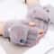 Winter Plush Fingerless Flip Gloves For Women Soft Warm Thickened Outdoor Gloves 9