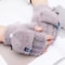 Winter Plush Fingerless Flip Gloves For Women Soft Warm Thickened Outdoor Gloves 9