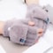 Winter Plush Fingerless Flip Gloves For Women Soft Warm Thickened Outdoor Gloves 3