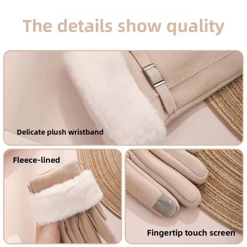 Womens Waterproof Touch Screen Winter Ski Gloves Thickened Fleece Warm Outdoor Riding And Mountain 3