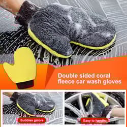 double-faced coral fleece car wash glove - auto cleaning mitt for paint, window, and glass care