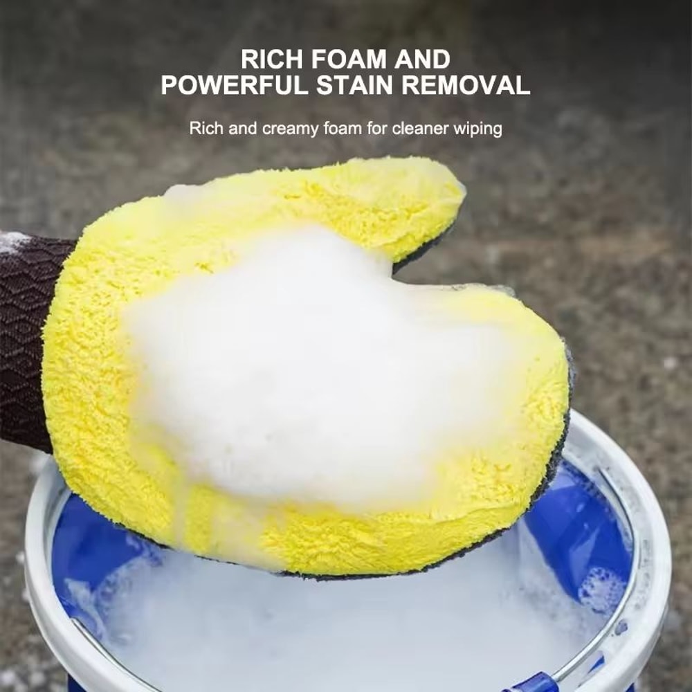 DoubleFaced Coral Fleece Car Wash Glove Auto Cleaning Mitt For Paint Window And Glass Care 2