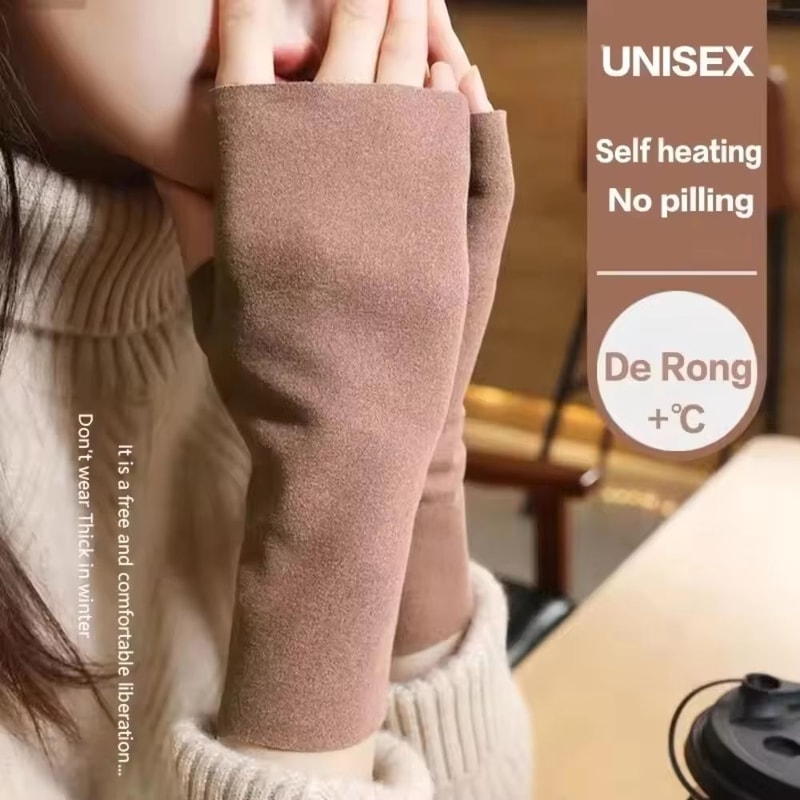 Womens Warm Half Finger Velvet Winter Gloves Autumn And Winter Open Finger Hand Warmers 1