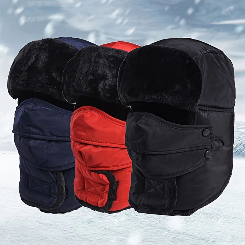 Windproof Warm Russian Trapper Bomber Hat Unisex Thermal Winter Ski And Snow Cap 3