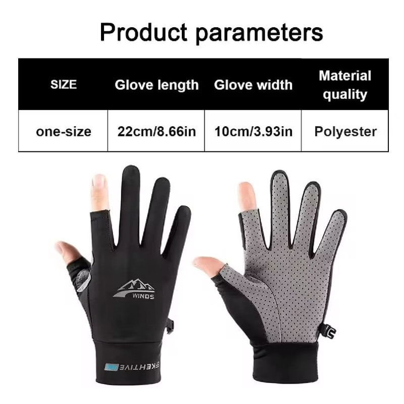 Ice Silk Sunscreen UV Protection Outdoor Sports Gloves AntiSlip Driving Cycling Fishing Summer Glo 5