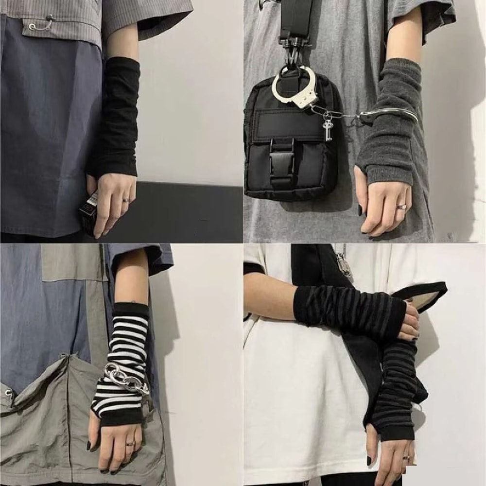 Winter Warm Long Sleeves Fingerless Knitted Gloves For Men Women Elastic HipHop Elbow Mittens Out 0