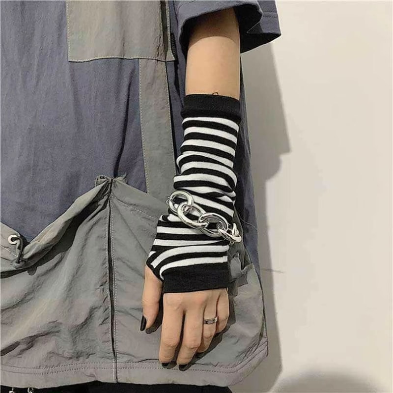 Winter Warm Long Sleeves Fingerless Knitted Gloves For Men Women Elastic HipHop Elbow Mittens Out 5