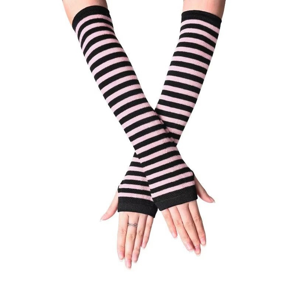 Winter Warm Long Sleeves Fingerless Knitted Gloves For Men Women Elastic HipHop Elbow Mittens Out 9
