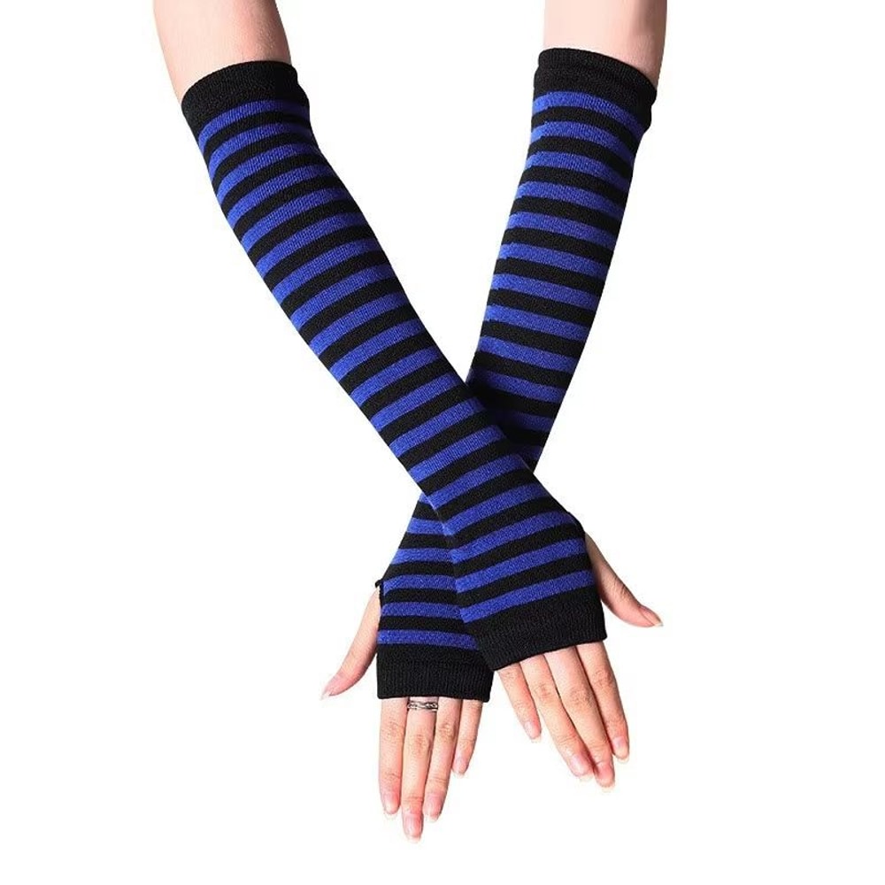 Winter Warm Long Sleeves Fingerless Knitted Gloves For Men Women Elastic HipHop Elbow Mittens Out 7