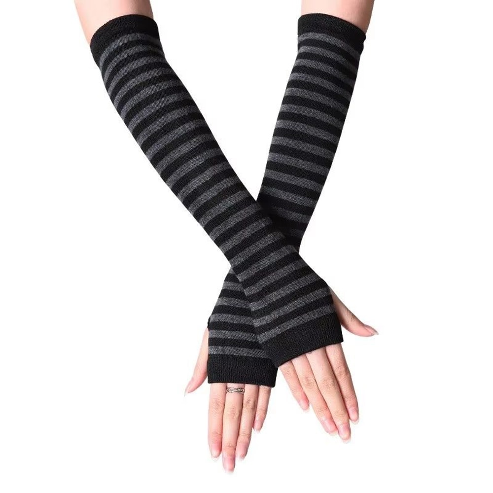 Winter Warm Long Sleeves Fingerless Knitted Gloves For Men Women Elastic HipHop Elbow Mittens Out 8