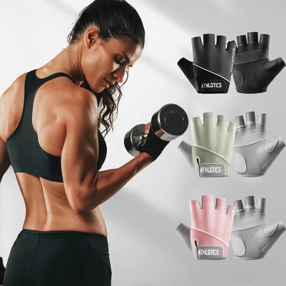 AntiSlip Fingerless Gym Gloves ShockAbsorbing Breathable Sports Gloves For Training Weight Lifting 0