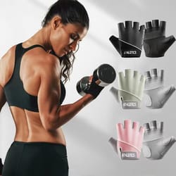 anti-slip fingerless gym gloves - shock-absorbing breathable sports gloves for training, weight lifting, and cycling