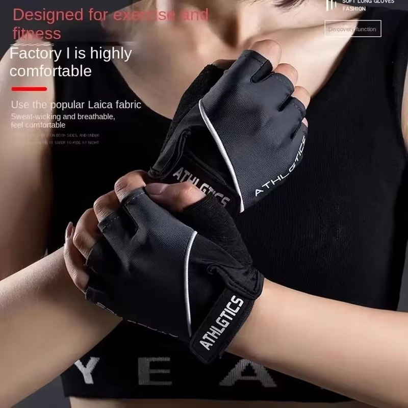 AntiSlip Fingerless Gym Gloves ShockAbsorbing Breathable Sports Gloves For Training Weight Lifting 4