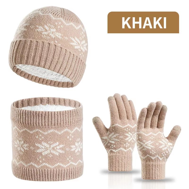 3Piece Winter Beanie Gloves Snood Scarf Set Thickened FleeceLined Hat And Neck Warmer Set For Men 9