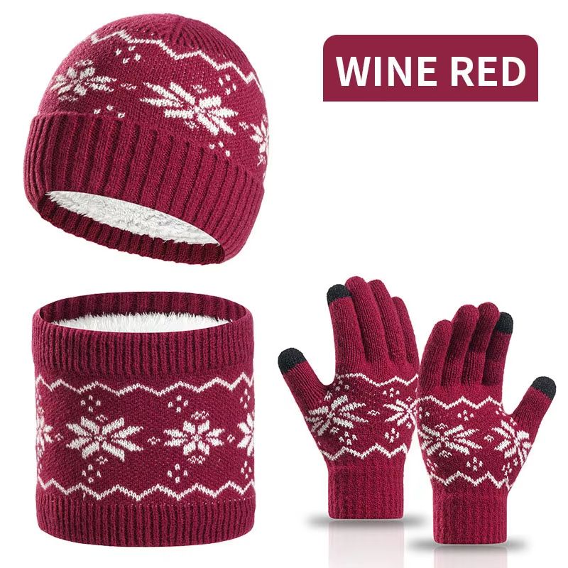 3Piece Winter Beanie Gloves Snood Scarf Set Thickened FleeceLined Hat And Neck Warmer Set For Men 10