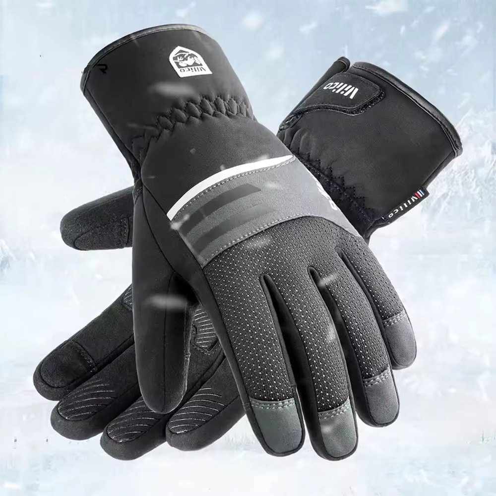 Black Waterproof Winter Fleece Gloves Full Waterproof TouchScreen Cycling Motorbike Running Skiin 0