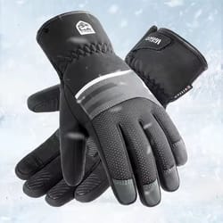black waterproof winter fleece gloves - full waterproof touch-screen cycling, motorbike, running & skiing outdoor sports