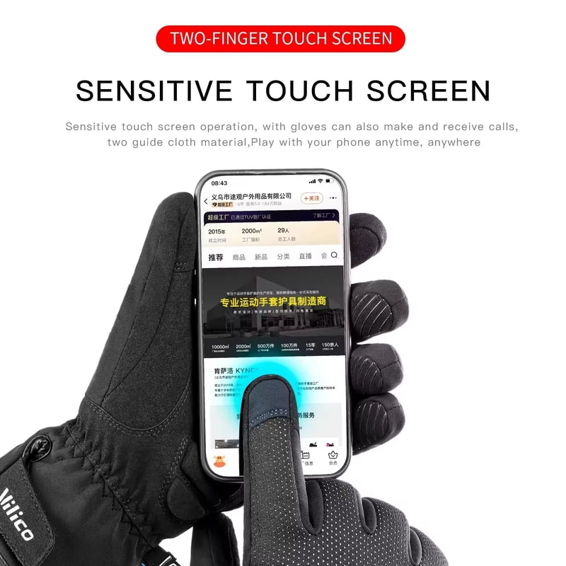 Black Waterproof Winter Fleece Gloves Full Waterproof TouchScreen Cycling Motorbike Running Skiin 2