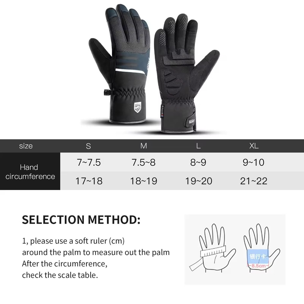 Black Waterproof Winter Fleece Gloves Full Waterproof TouchScreen Cycling Motorbike Running Skiin 4