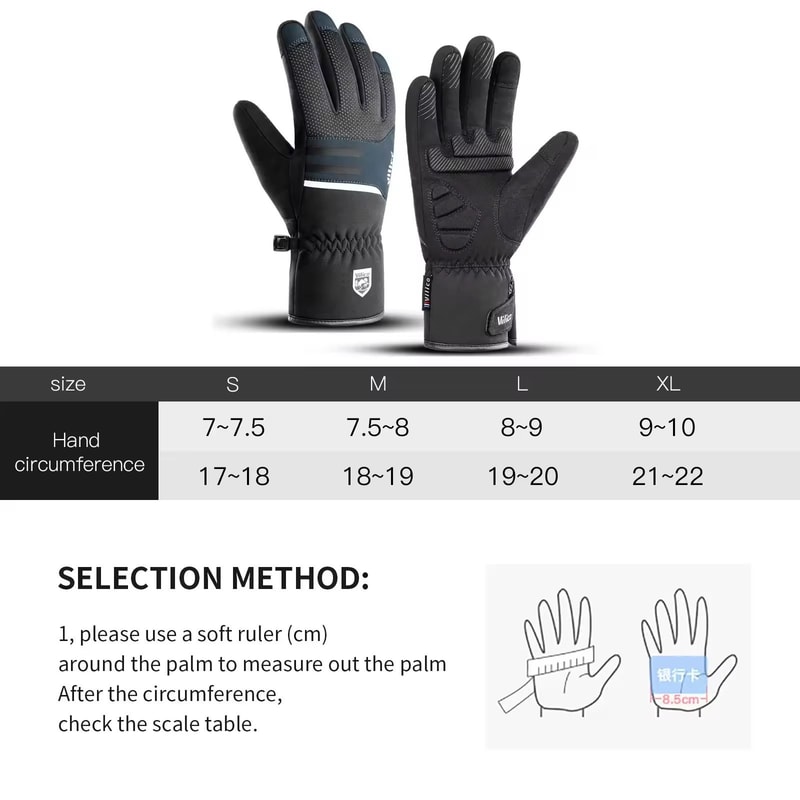 Black Waterproof Winter Fleece Gloves Full Waterproof TouchScreen Cycling Motorbike Running Skiin 4