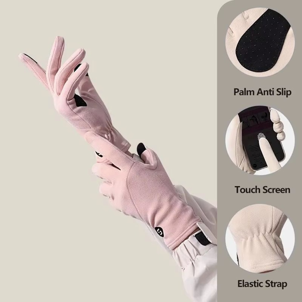 Womens Winter Ski Gloves TouchScreen Compatible With German Velvet Inner Lining Windproof AntiSlip 9