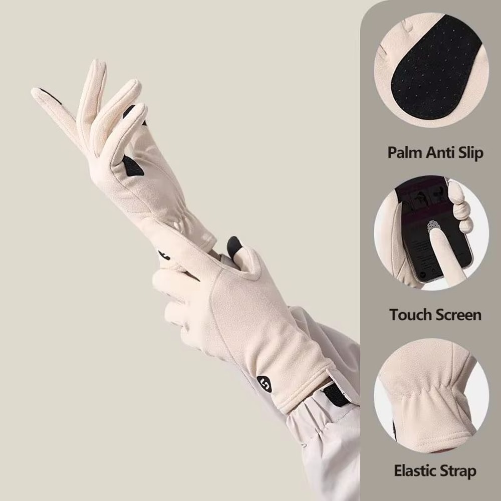 Womens Winter Ski Gloves TouchScreen Compatible With German Velvet Inner Lining Windproof AntiSlip 7