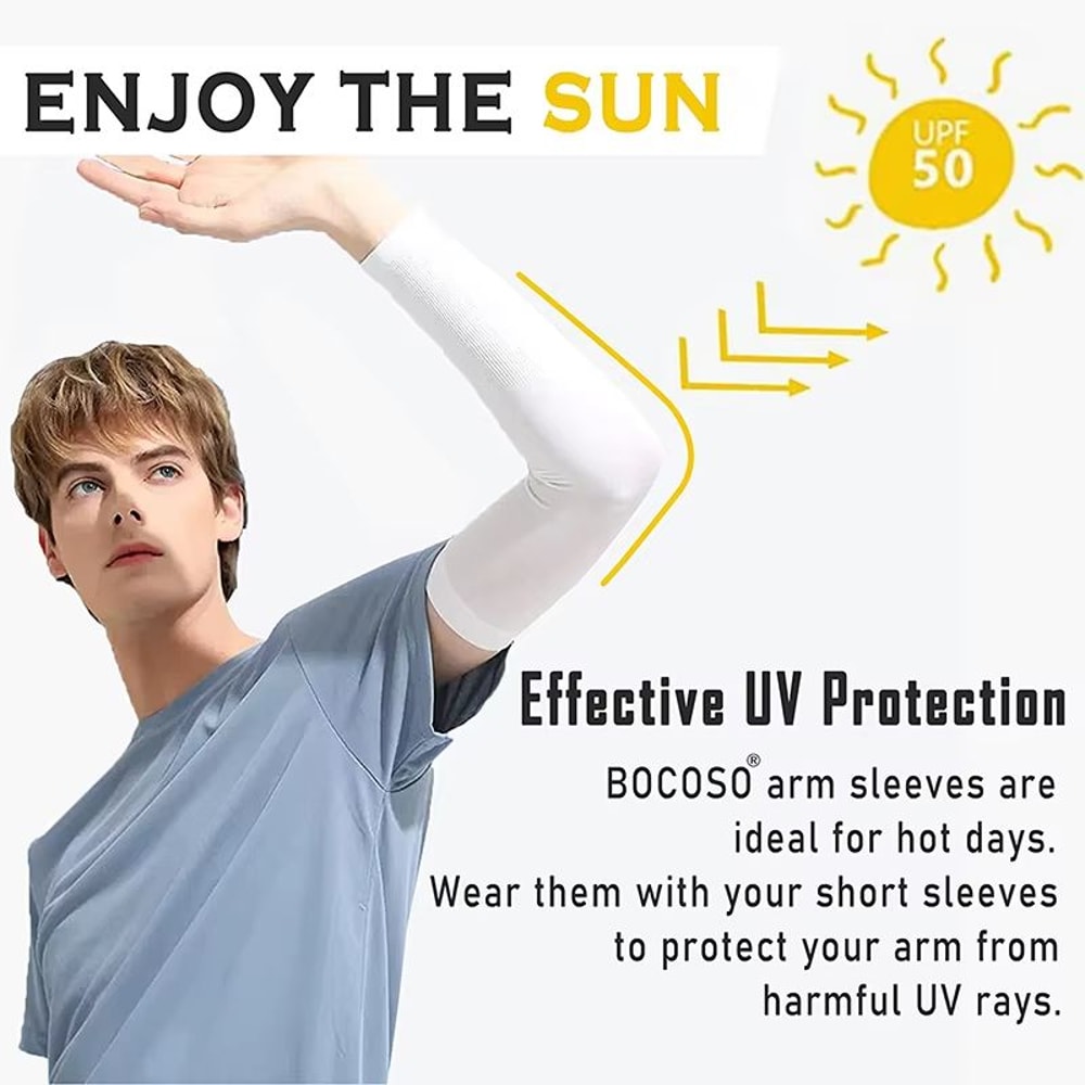 UV Sun Protection Outdoor Cycling Arm Sleeves Cool Elastic AntiSlip Sports Arm Covers For Men And 2