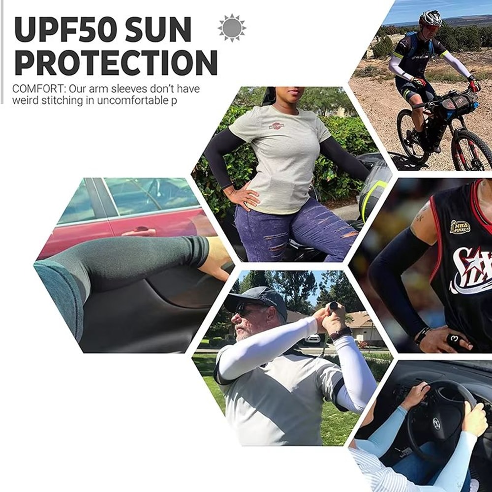 UV Sun Protection Outdoor Cycling Arm Sleeves Cool Elastic AntiSlip Sports Arm Covers For Men And 4