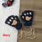 Cute Cat Claw Winter Half Finger Gloves Thick Fluffy Bear Paw Plush Fingerless Mittens For Women A 14