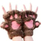 Cute Cat Claw Winter Half Finger Gloves Thick Fluffy Bear Paw Plush Fingerless Mittens For Women A 4