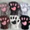 Cute Cat Claw Winter Half Finger Gloves Thick Fluffy Bear Paw Plush Fingerless Mittens For Women A 5