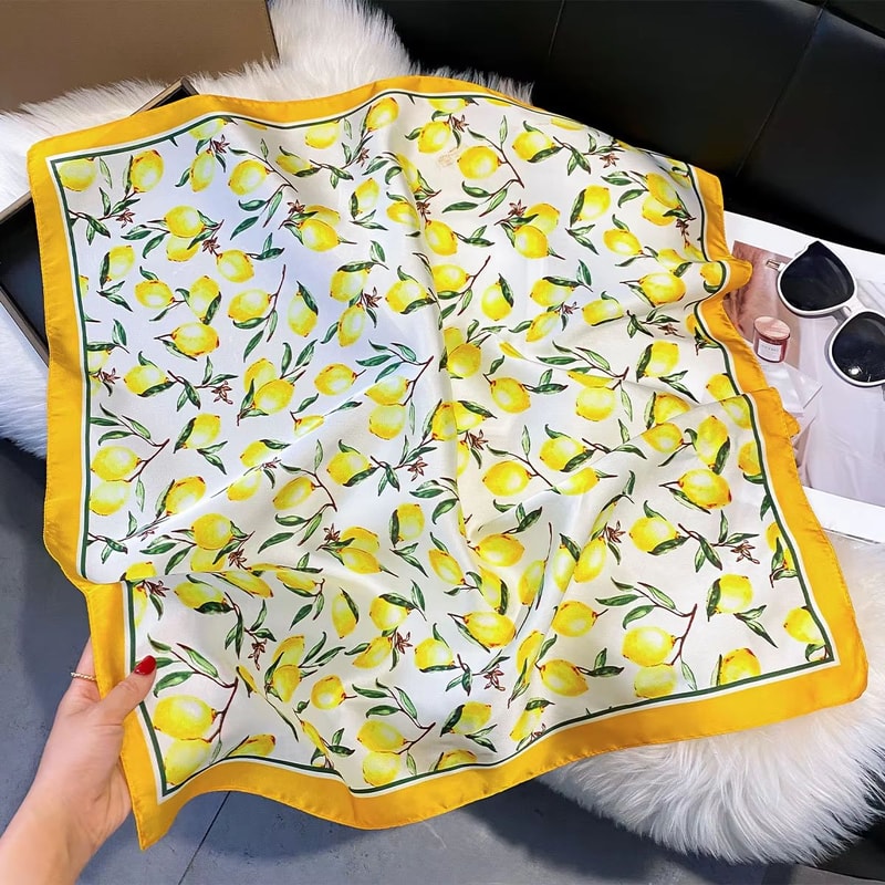 Womens Silk Paisley Print Square Scarf 2756x2756in Luxury Fashion Shawl Decorative Neck Headband 13