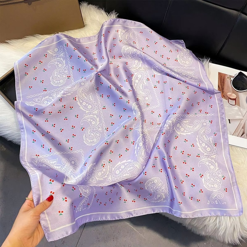 Womens Silk Paisley Print Square Scarf 2756x2756in Luxury Fashion Shawl Decorative Neck Headband 14