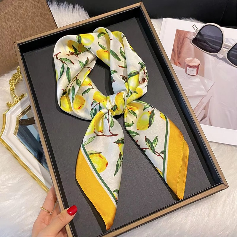 Womens Silk Paisley Print Square Scarf 2756x2756in Luxury Fashion Shawl Decorative Neck Headband 4