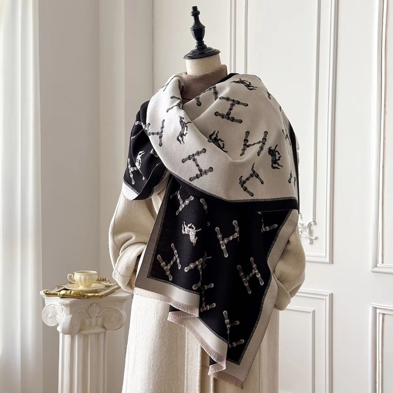 Womens Luxury Cashmere Winter Floral Shawl Thick Warm Pashmina Wrap Poncho 1