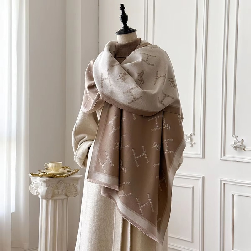 Womens Luxury Cashmere Winter Floral Shawl Thick Warm Pashmina Wrap Poncho 4